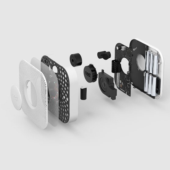 An exploded view of Nest Protect